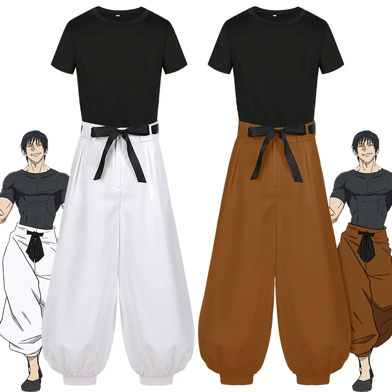 

Anime Jujutsu Kaisen Fushiguro Toji Cosplay Uniform Clothing Long Trousers Short-sleeved Wig Adult Unisex