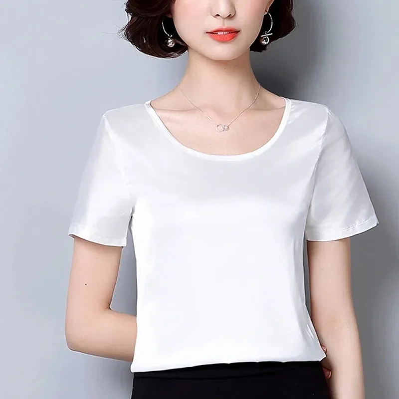 Блузка женская с коротким рукавом и круглым вырезом свободного покроя