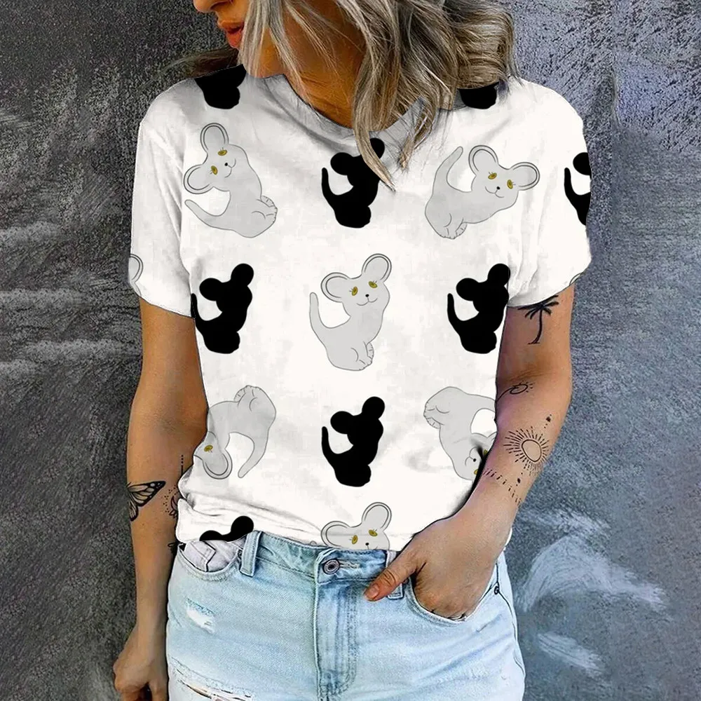 Футболка женская повседневная с коротким рукавом и круглым вырезом