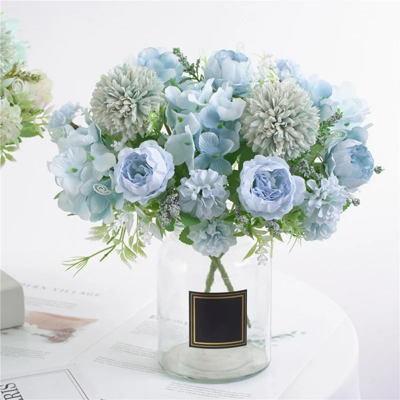 

Artificial Flowers 7 Heads Hydrangea Bouquet Silk Blooming Fake Peony Hand Flower Wedding Decor Home Decoration Dropship