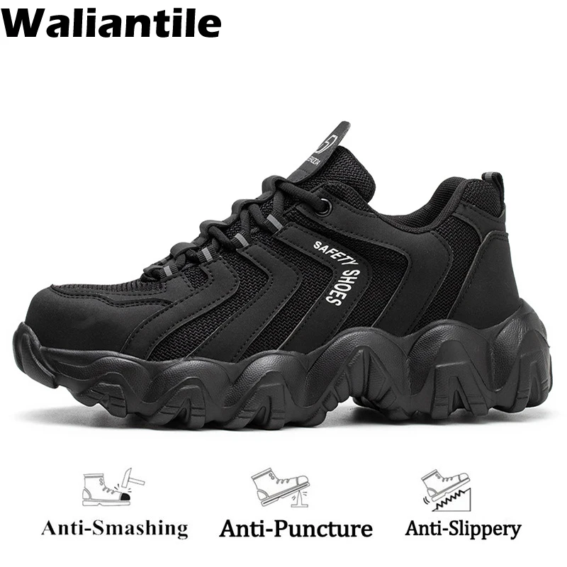 Women Anti-smashing Steel Toe Industrial Safety Boots Man Pu