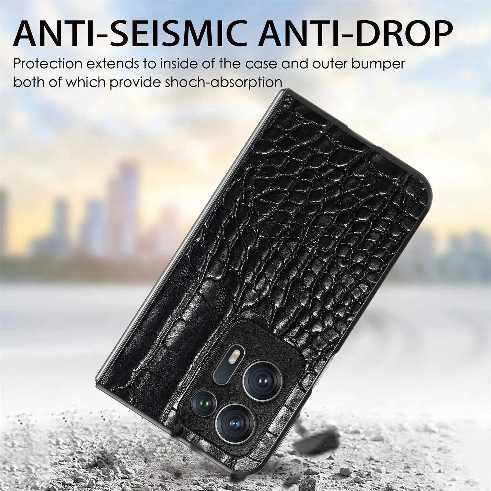 Роскошный чехол-книжка из крокодиловой кожи для OPPO Find N2