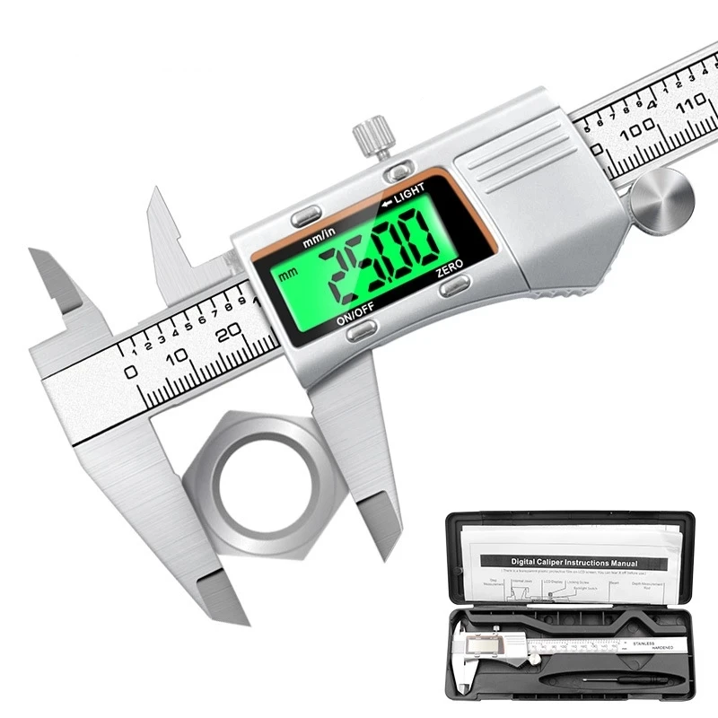 

150mm LCD Stainless Steel Digital Caliper With Backlight 6 Inch Electronic Vernier Caliper Micrometer Ruler Measuring Tool