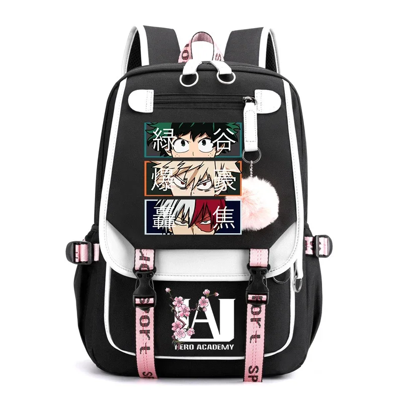 Рюкзак с зарядкой через USB My Hero Academia Shoto Todoroki Bakugou Deku аниме-рюкзаки для школы сумка