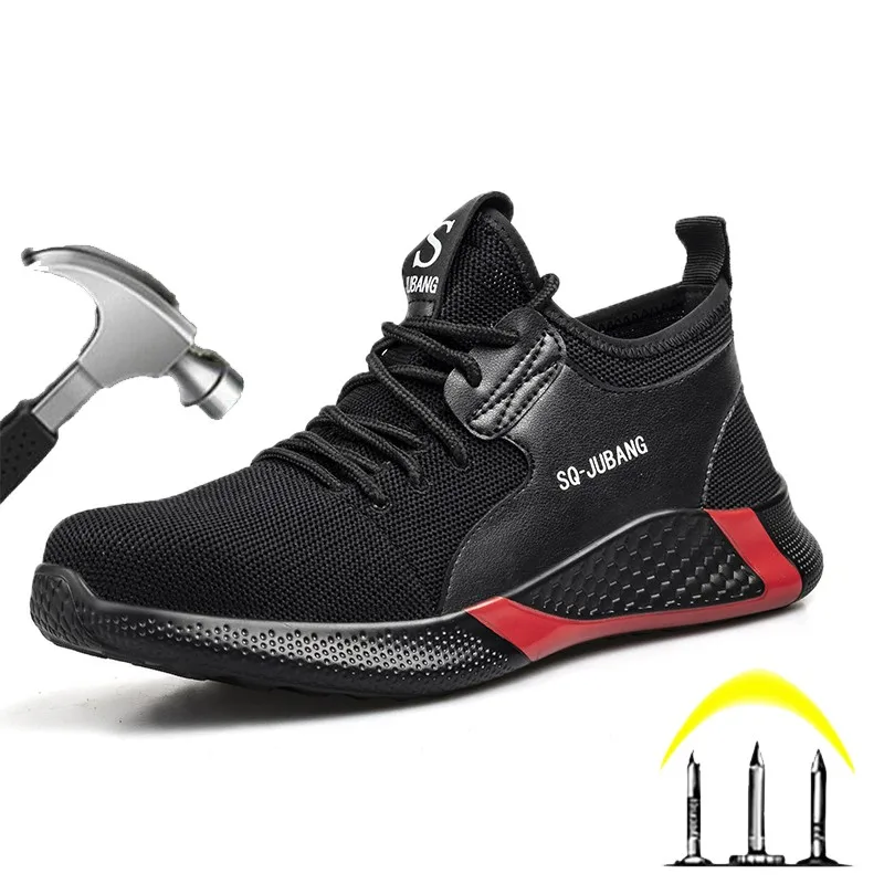

DianSen New Casual Breathable Safety Shoes For Men Steel Toe Work Sneaker Puncture-Proof Hombre Mesh Steel Toe Cap Sneakers
