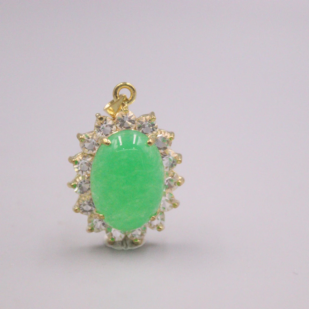 

Кулон из настоящего нефрита с позолотой 18 карат для женщин, ожерелье из настоящего серебра 925 пробы с зеленым круглым подогревом из нефрита ...