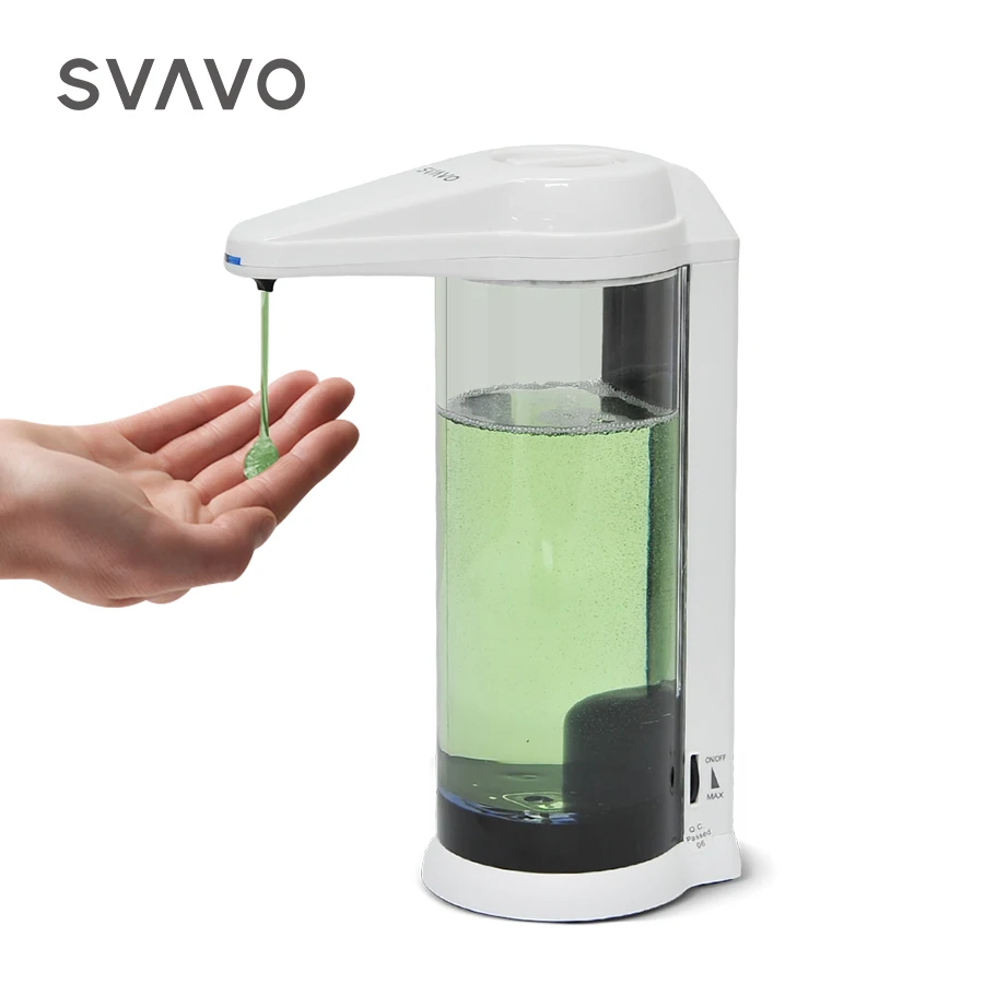 

SVAVO-500 мл Настольный/настенный автоматический дозатор жидкого мыла, кухонные аксессуары, аксессуары для ванной комнаты (белый, черный хром)