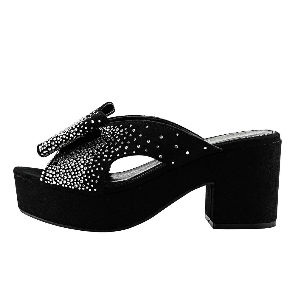 Top Brand Designer Pumps Heels High Quality Bling Bling Women Sandals Summer Mules 3CM Playform Chunky High Heels for Women NEW