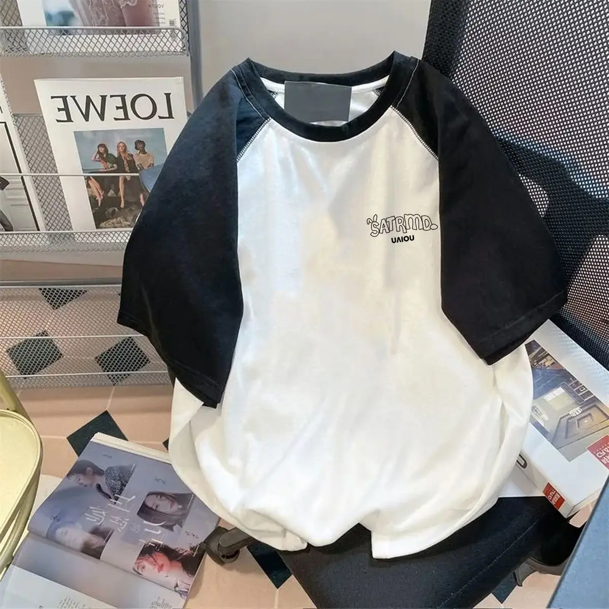 

Американская Минималистичная футболка с надписью и графическим рисунком, модная индивидуальная свободная женская уличная футболка в стиле Харадзюку, винтажная Милая одежда, футболка