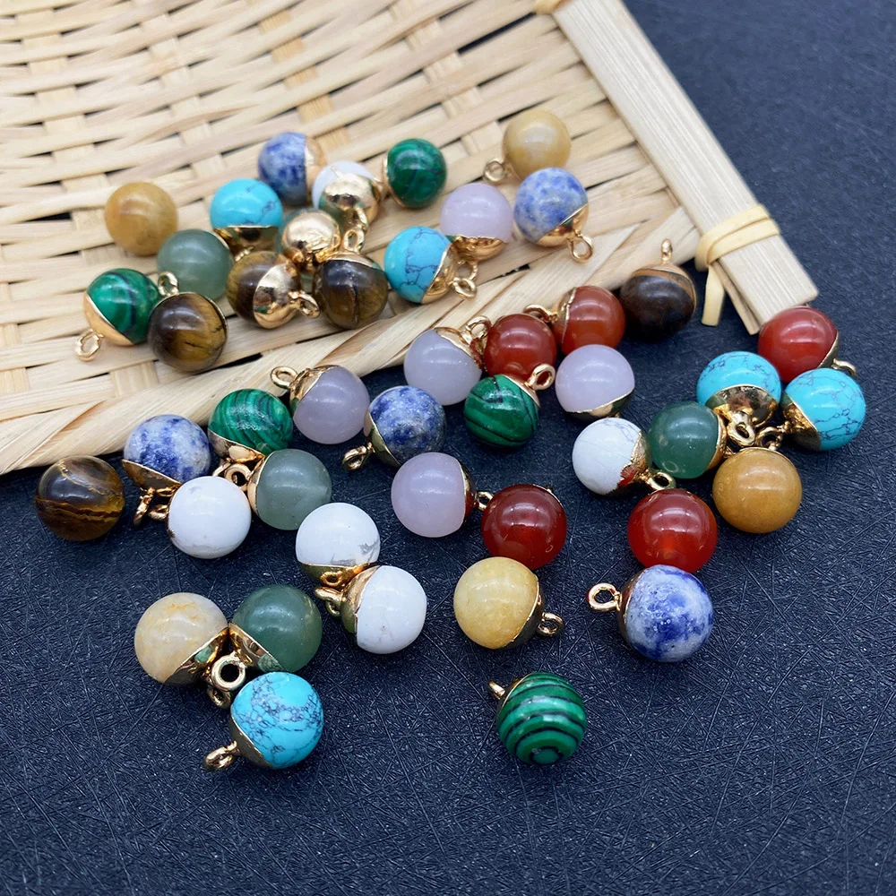 Натуральный камень круглый полированный кулон агат тигровый глаз маленький для