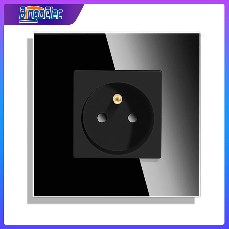 

Bingoelec French Poland Standard Wall Socket Crystal Glass Panel 16A Electrical Outlet 110V-250V