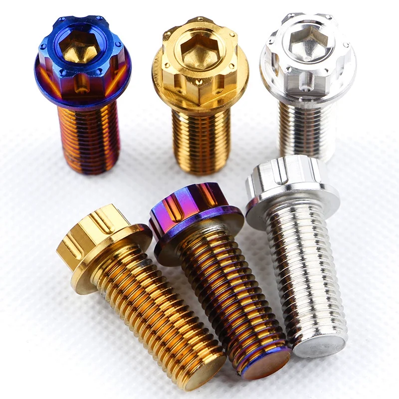 

1pcs 304 stainless steel Motorcycle screw fired blue gold m10*25mm Pitch 1.25/1.5mm large abalone caliper screw