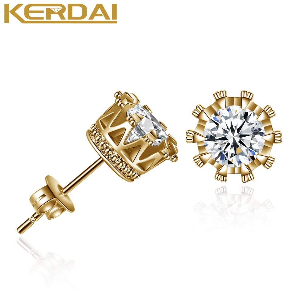 

New Trendy Earrings For Women Stud Earrings Rose Gold Color Round Blue Earrings Wedding Party Cute Fashion Jewelry