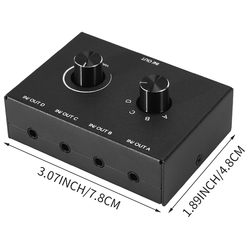 4 Port Audio Switch, 3.5mm Audio Switcher, Stereo AUX Audio Selector, 4 Input 1Output/1Input 4 Output Audio Switcher Box images - 6