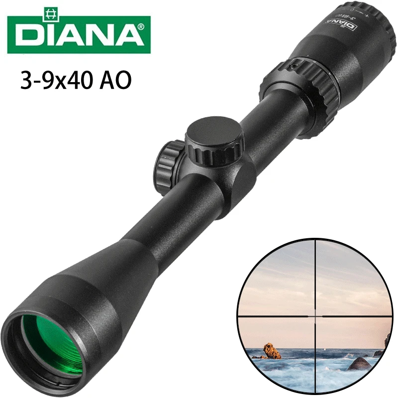 

Tactical DIANA 3-9X40 AO Hunting Riflescope One Tube Cross Dot Reticle Optical Sight Hunting Rifle Scope with Free Mounts