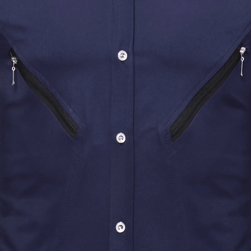 Mattswag Men Solid Color Zipper Trim Dress Shirt High Quality Social Men's Clothing Fashion Casual Slim Fit Shirt Chemise Hombre