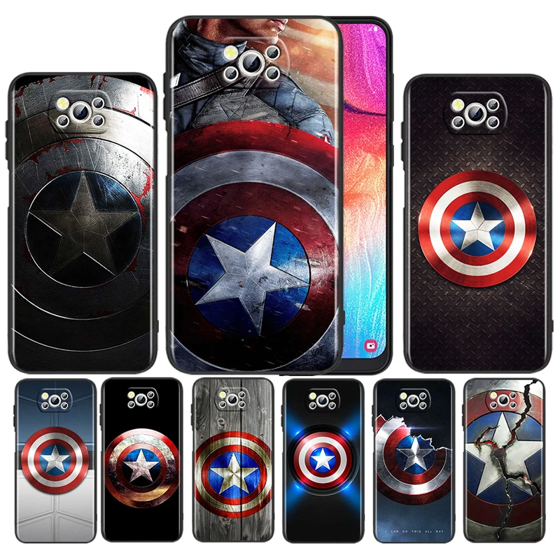 

Avengers Shield Marvel For Xiaomi Poco M4 X3 F3 GT NFC M3 C3 M2 F2 F1 X2 Pro Mi Mix3 TPU Black Phone Case Fundas Coque Cover