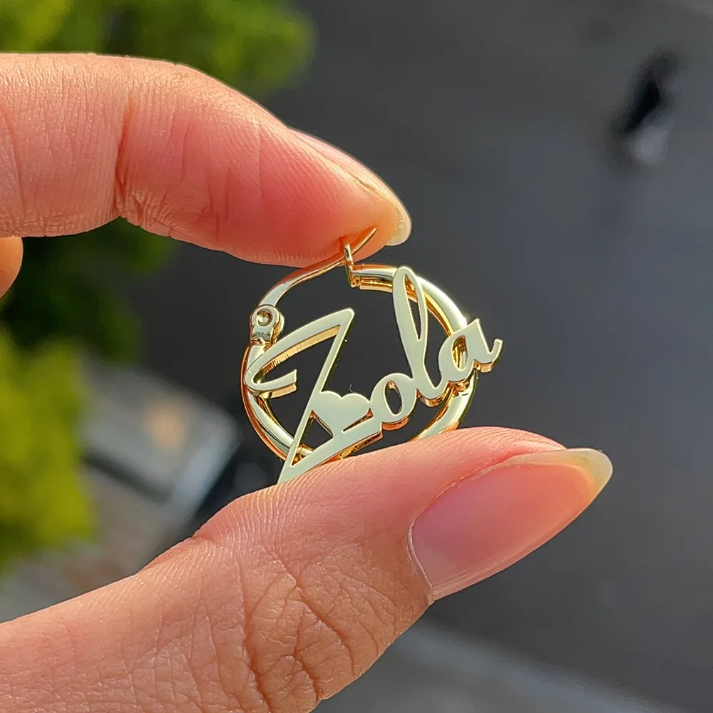 3UMeter Kid Custom Name Hoop Earrings Twist 20mm Cute Personality Letter Small Round Mini Earring Stainless Steel Girl Gift