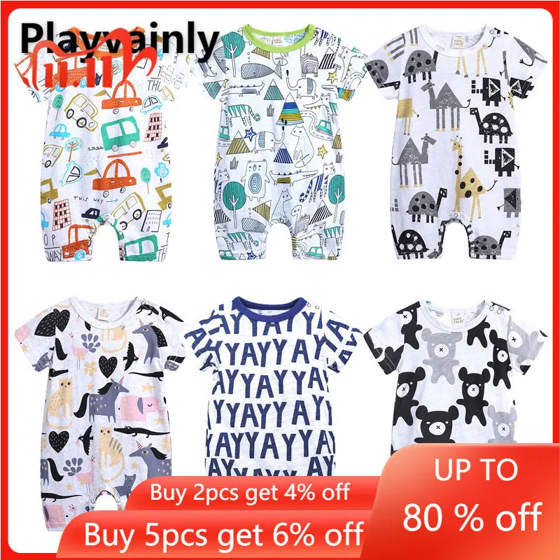 

Summer Baby Boy Girl Romper Cartoon printing cotton short sleeve Jumpsuit Newborn Clothing 0-2T E100193