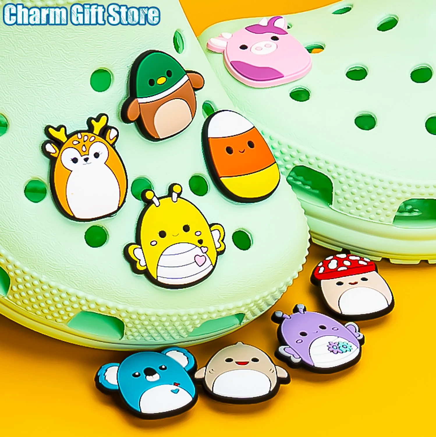 1PCS Plush Toy PVC Shoe Charms for Croc Cow Koala Butterfly Shoe Decorations Pig Dog Croc Charm Croc Jeans Clog Pins for Girls