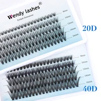 wendy 5 rows individual eyelashes clusters 20d40d 100 bundles soft extension eyelashes curl natural thick false eyelashes