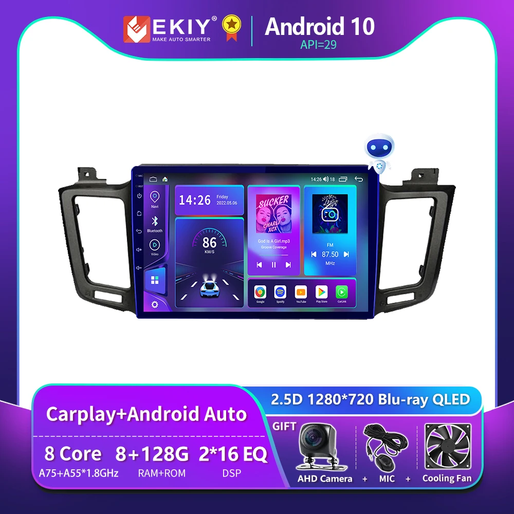 EKIY T900 2 Din Android Auto Radio For Toyota RAV4 RAV 4 2012 - 2018 Car Multimedia Player Carplay 4G  Navigation GPS Autoradio