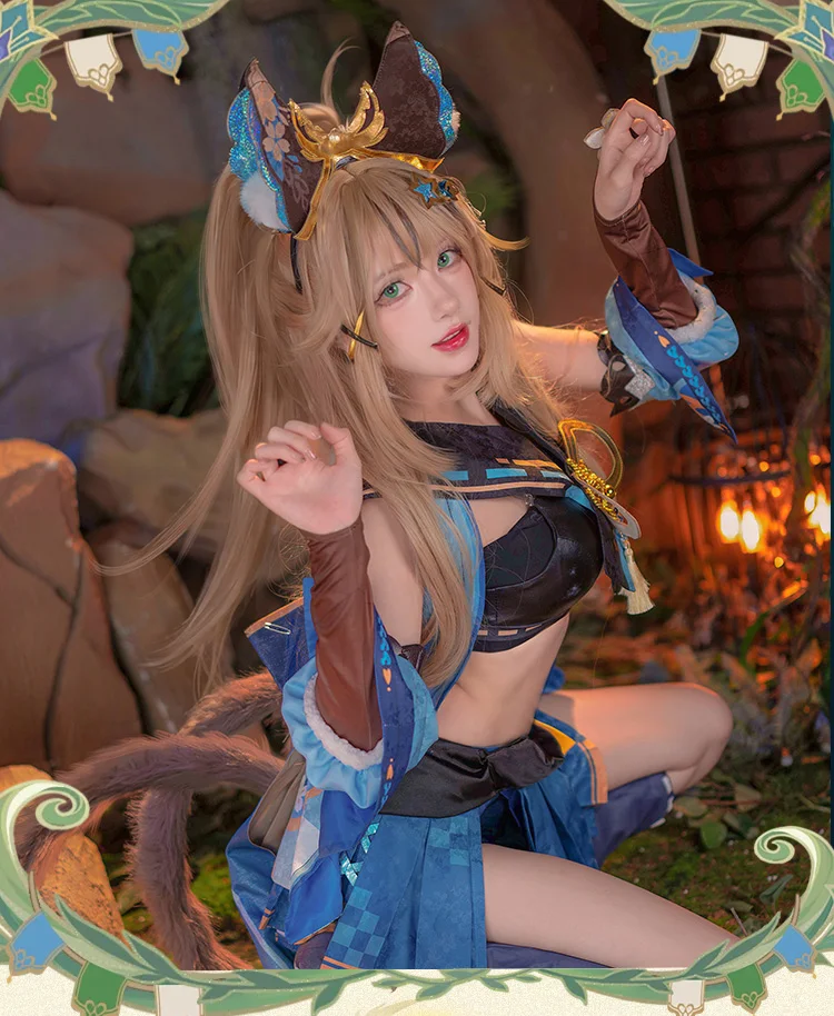 Костюм для косплея Kirara Game Genshin Impact Doujin женский сексуальный топ и шорты комикс-с