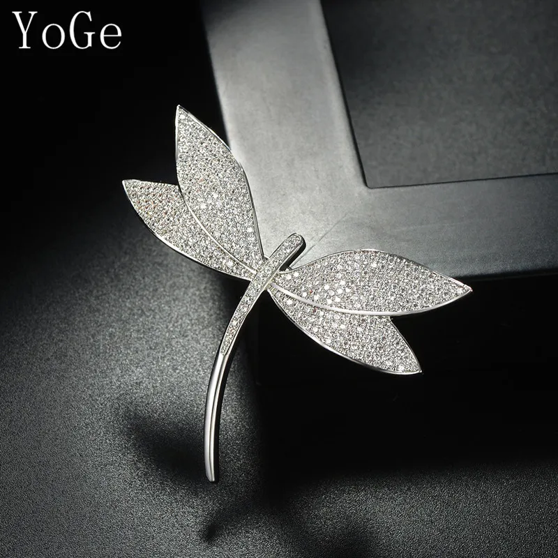 

YoGe Fashion AAA Cubic Zirconia Full CZ Dragonfly Shaped Brooch for Women