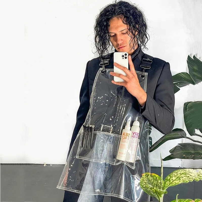 

Модный прозрачный фартук в Корейском стиле, водонепроницаемый и маслостойкий парикмахерский пластиковый мужской комбинезон для глажки и окрашивания