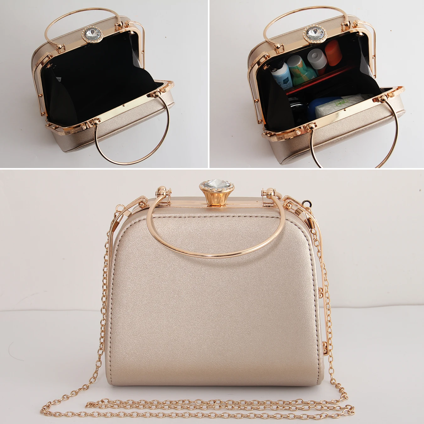 Женская элегантная однотонная вечерняя сумка модная из искусственной кожи