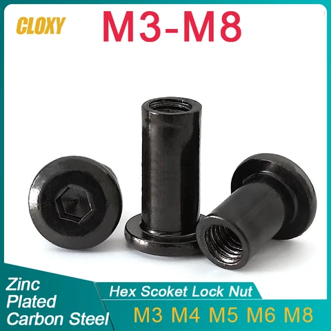 50/ 20/ 10 шт. M3 M4 M5 M6 M8 черная углеродистая сталь большая плоская Шестигранная головка с заклепками соединительная вставка Соединительная втулка колпачок гайка