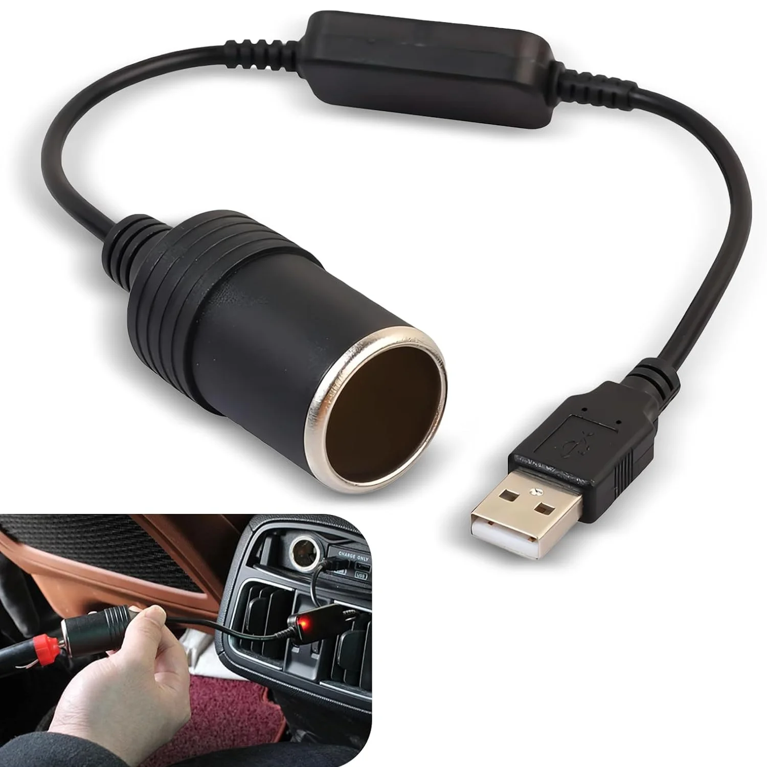 

Pack-1 Автомобильный адаптер-переходник от 5 В до 12 В для прикуривателя, мобильный источник питания, подключенный к вождению рекордер E-dog