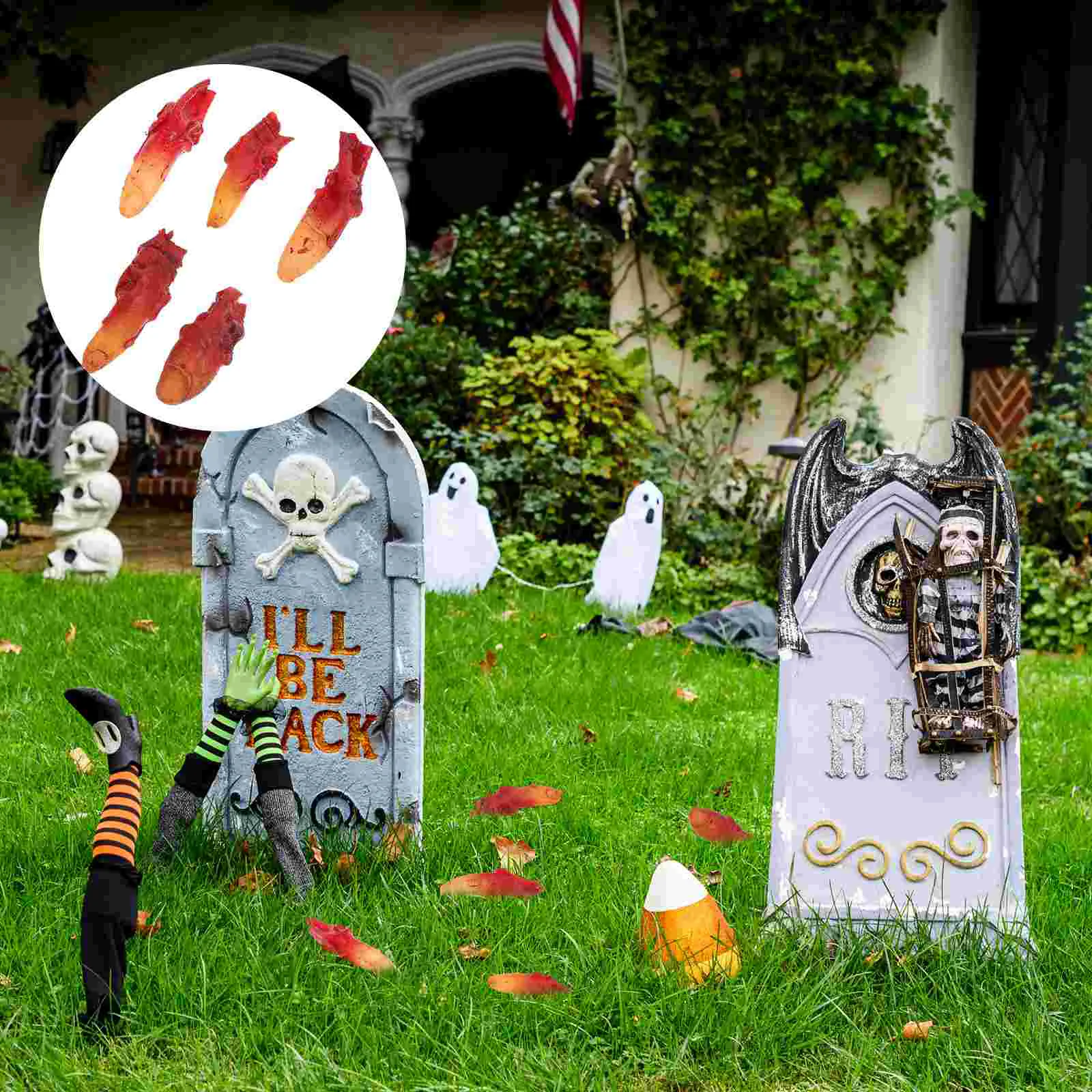 

5pcs Halloween Fake Fingers Realistic Fingers Props Witch Ghost Fingers Horror Scary Toys for Halloween Party Red