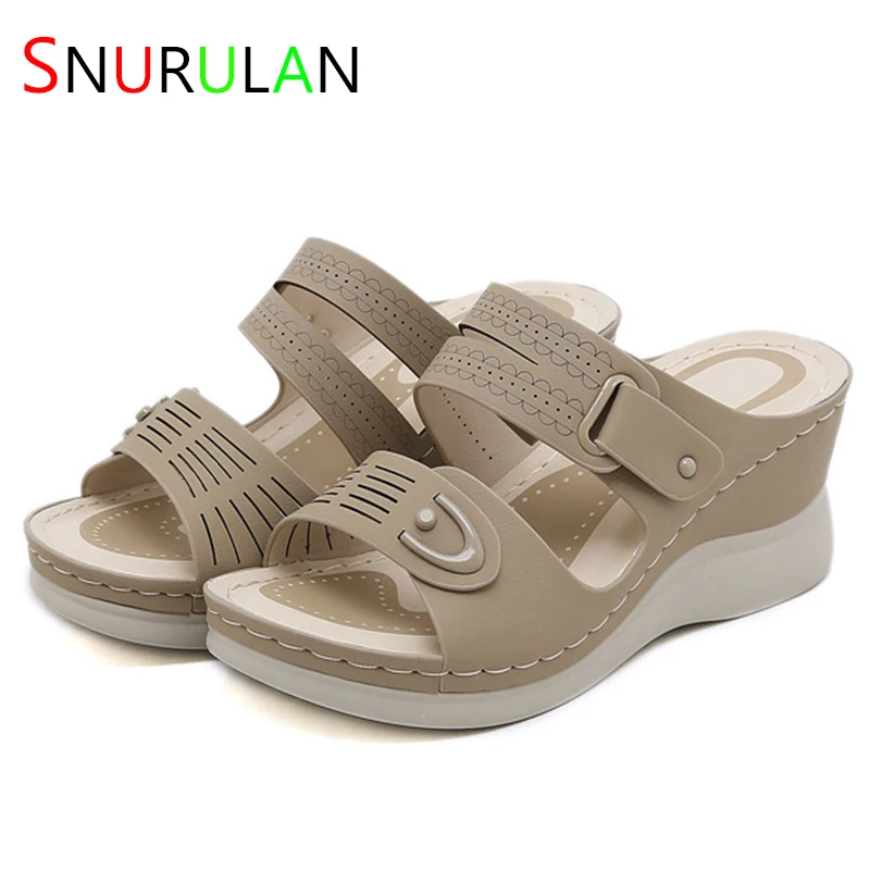 

Summer Women Platform Slippers Fashion Retro Casual Beach Shoes Female Orthopedic Sandals Peep Toe Comfort Sandalias De