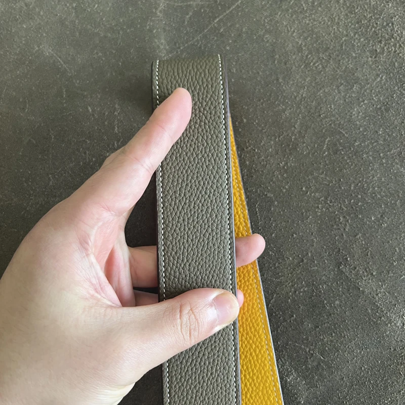 4cm Wide Full Leather Picotin Kelly Bag Shoulder Strap Togo Cowhide Etoupe Color Blocking Design Steel Buckle Bag Accessories