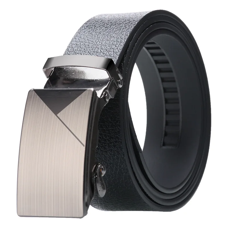 Men's High quality Automatic buckle Belt Alloy buckle Durable Artificial Leather Bark texture Business fashion casual jeans Belt