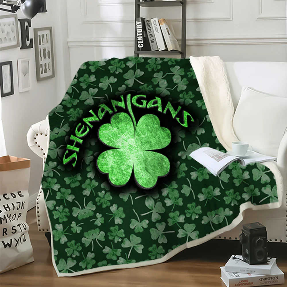 

CLOOCL Newest Irish St.Patrick Day Blanket Print Four Leaf Clover Spring Blanket Bedspread Hiking Picnic Blanket Drop Shipping