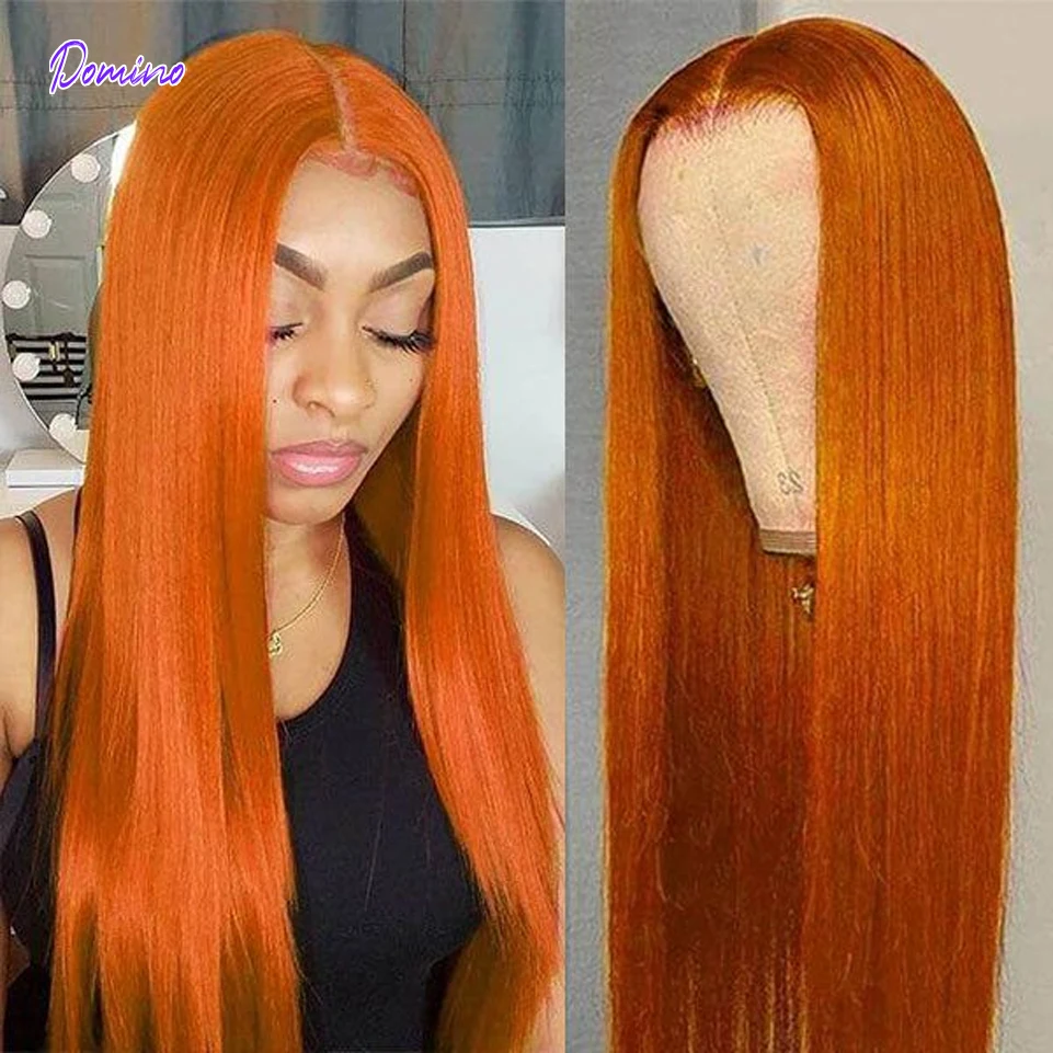 Orange Ginger Color Lace Front Wigs Brazilian Remy Hair Straight Front Wig Human Hair Orange Ginger Wig Human Hair