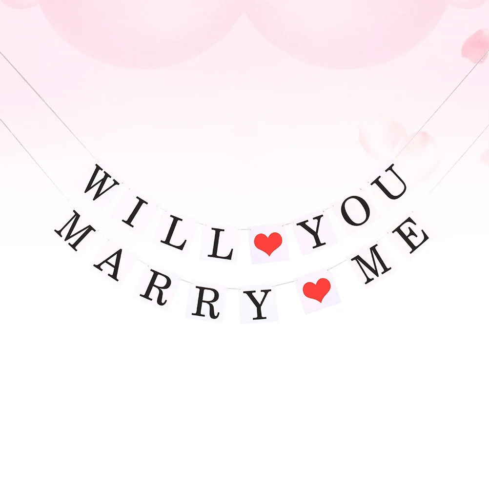 

Banner Wedding Party Bunting Letter Proposal Wedidng Me Decoration Hanging Favors Marry Marriage Paper You Will Propose Garland