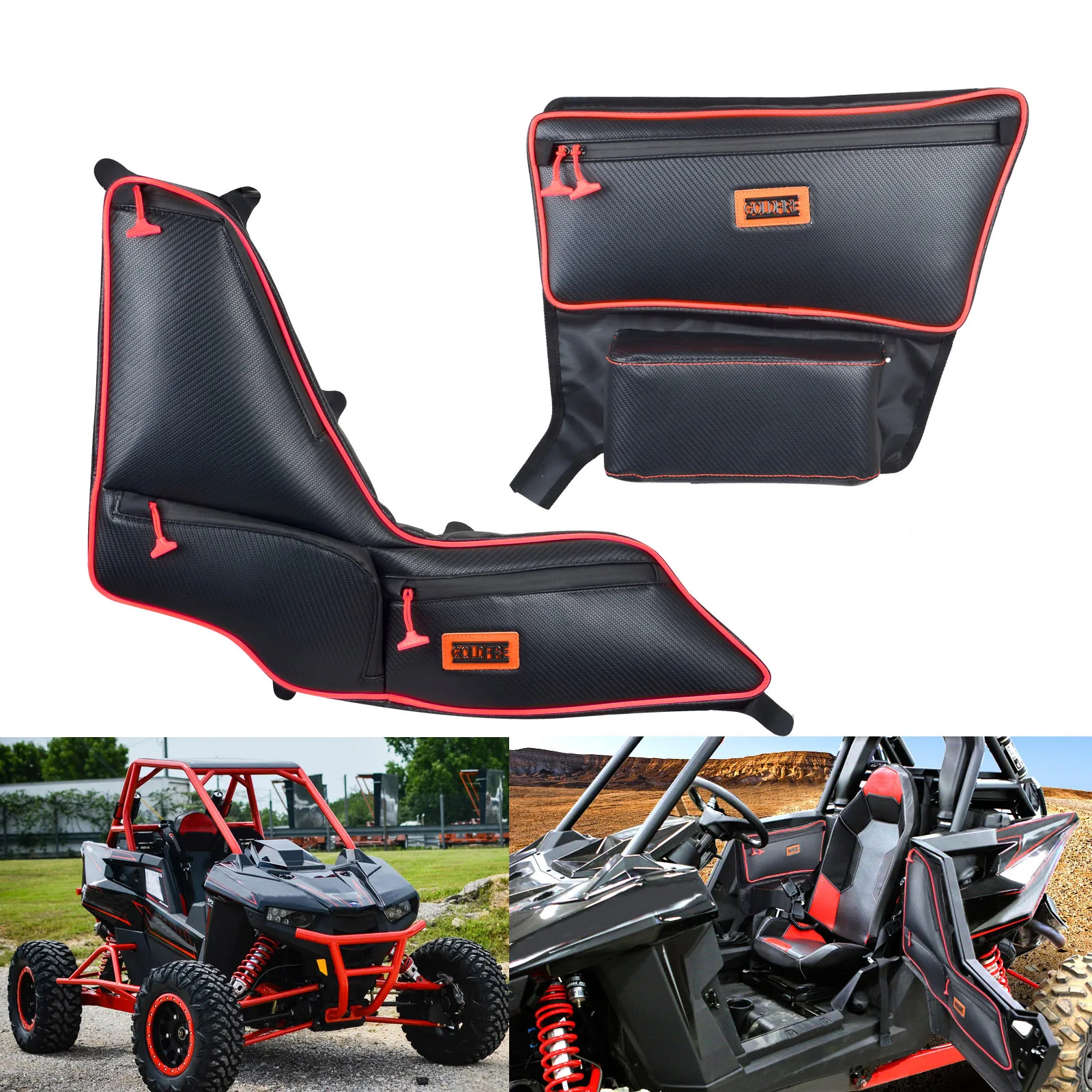 Goldfire RZR RS1 Side Door Bags Offroad UTV Seats Door Bag and Arm Rest Set For Polaris RS1