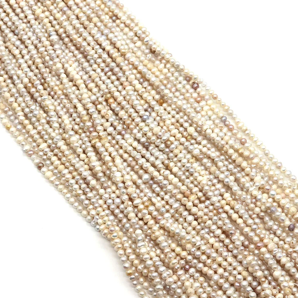 

1Strand 3-4mm Round Shaped Natural Freshwater Pearl Loose Beads Strand White Color DIY for Making Necklace Bracelets Earrings