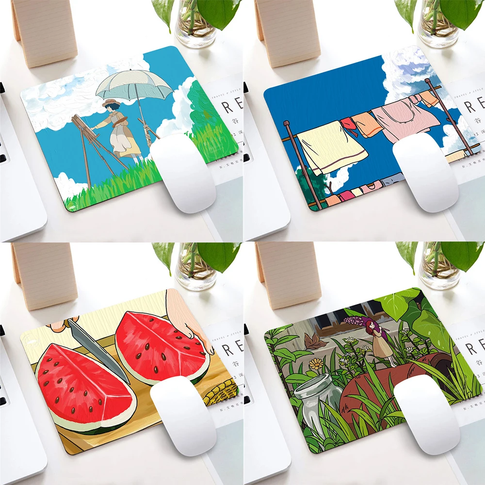 Маленький коврик для мыши Hayao Miyazaki, резиновый коврик для мыши с рисунком аниме, коврик Kaeyboard, милые игровые аксессуары, Настольный коврик для игр, для LOL