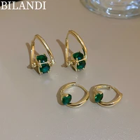 bilandi modern jewelry geometric earrings 2022 new trend high quality shiny green crystal drop earrings for women gifts