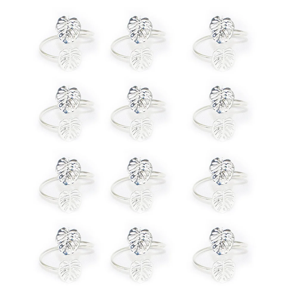 

12Pcs Leaf Napkin Buckle Opening Turtle Back Leaf Western Food Napkin Ring Metal Napkin Ring Hotel Dining Table