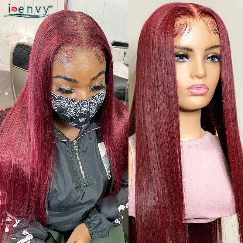 Bone Straight Human Hair Wigs Ginger Blonde Colored Lace Front Wig 13X4 Hd Lace Frontal Brazilian Burgundy 99J Lace Wigs Remy