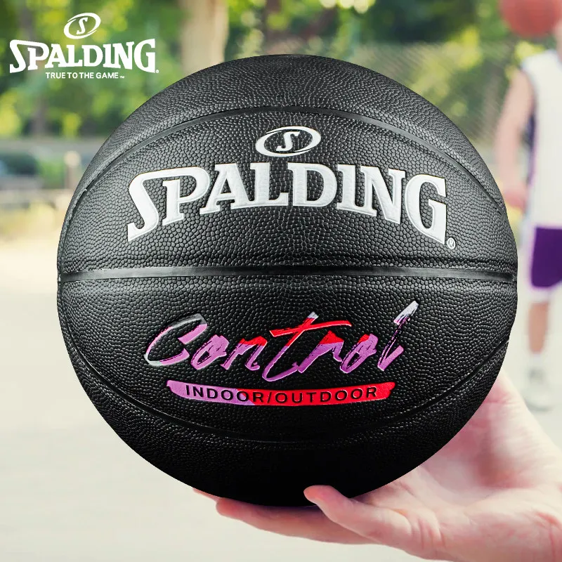 Spalding Black Basketball 77-175Y PU  Outdoor Cement Ground Wear Resistance Game Basketball ball size 7