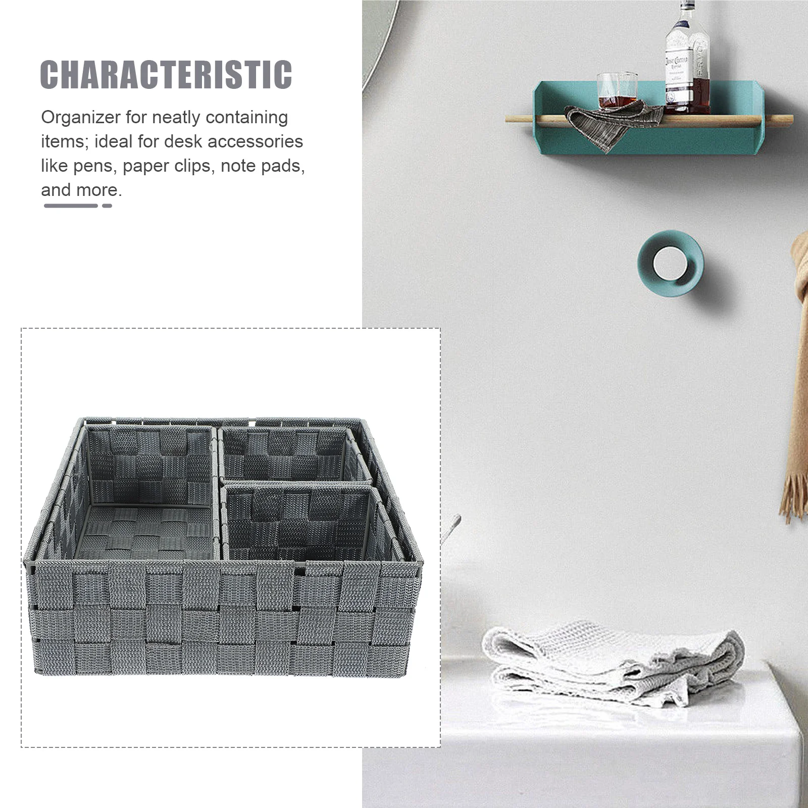 

4 Pcs Woven Storage Basket Sorting Lipstick Box Plastic Desktop Organizer Sundries Holder Grid Pen