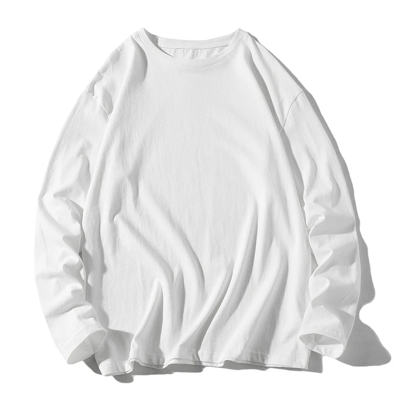 Осень 2023 Мужская футболка большого размера HYBSKR однотонная Базовая Повседневная