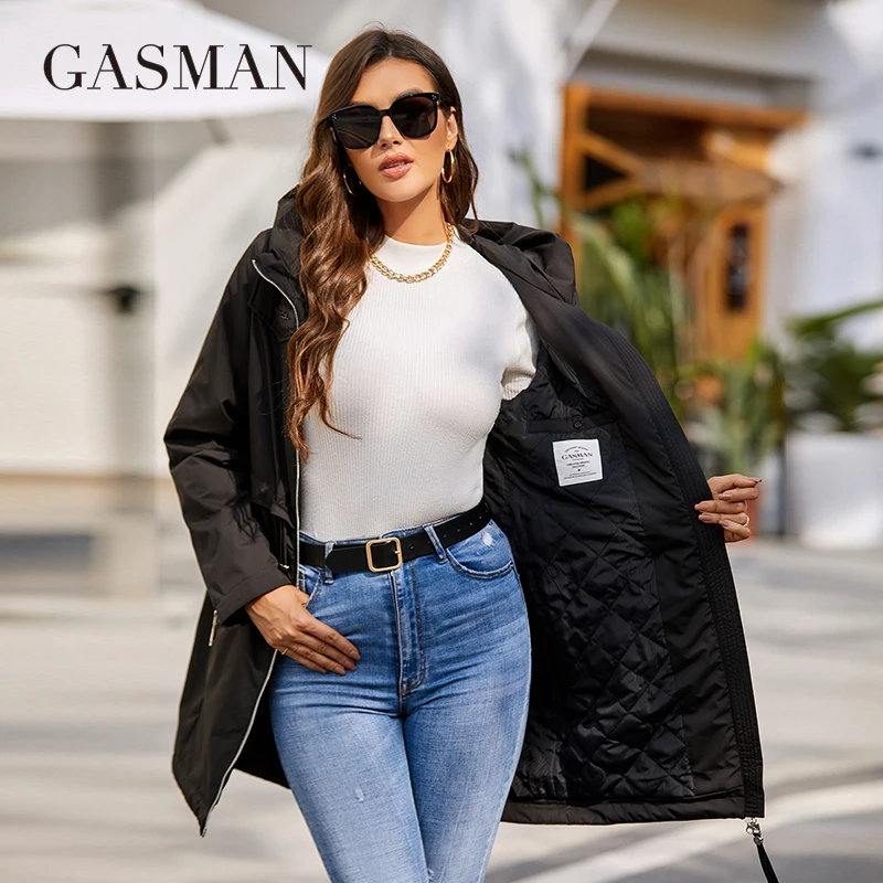 GASMAN women's coat spring 2022 High Quality Mid-Length Lady Parka Slim Women Jacket Windproof Cotton Casual Sports Outwear 8249