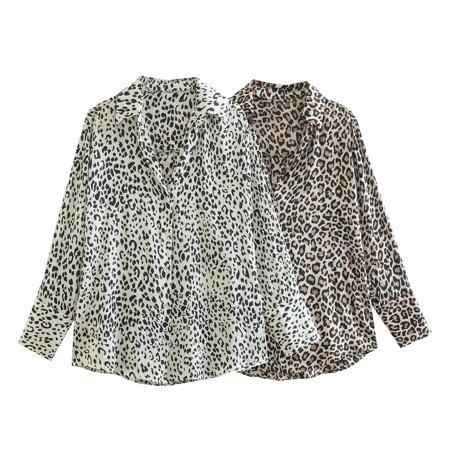 

2023 Women Fashion Oversized Animal Print Flowy Shirts Vintage Long Sleeve Front Buttons Female Blouses Blusas Chic TopsY2k